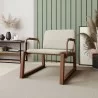 Manhattan Comfort Whythe PU Leather Low Accent Chair 1.0 in Natural Linen & Corten - Manhattan Comfort Whythe PU Leather Low Accent Chair 1.0 in Natural Linen & Corten
