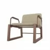 Manhattan Comfort Whythe PU Leather Low Accent Chair 1.0 in Natural Linen & Corten Bottom - Manhattan Comfort Whythe PU Leather Low Accent Chair 1.0 in Natural Linen & Corten Bottom