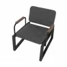Manhattan Comfort Whythe PU Leather Low Accent Chair 1.0 in Black Top - Manhattan Comfort Whythe PU Leather Low Accent Chair 1.0 in Black Top