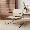 Manhattan Comfort Whythe PU Leather Low Accent Chair 2.0 in Natural Linen & Corten - Manhattan Comfort Whythe PU Leather Low Accent Chair 2.0 in Natural Linen & Corten