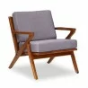 Manhattan Comfort Martelle Grey and Amber Twill Weave Accent Chair Front Angle - Manhattan Comfort Martelle Grey and Amber Twill Weave Accent Chair Front Angle