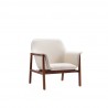 Manhattan Comfort Miller Cream and Walnut Linen Weave Accent Chair Front