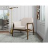 Manhattan Comfort Miller Cream and Walnut Linen Weave Accent Chair