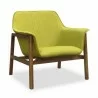 Manhattan Comfort Miller Green and Walnut Linen Weave Accent Chair Side - Manhattan Comfort Miller Green and Walnut Linen Weave Accent Chair Side