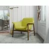 Manhattan Comfort Miller Green and Walnut Linen Weave Accent Chair - Manhattan Comfort Miller Green and Walnut Linen Weave Accent Chair