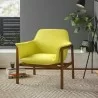 Manhattan Comfort Miller Green and Walnut Linen Weave Accent Chair - Manhattan Comfort Miller Green and Walnut Linen Weave Accent Chair