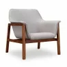 Manhattan Comfort Miller Grey and Walnut Linen Weave Accent Chair Front - Manhattan Comfort Miller Grey and Walnut Linen Weave Accent Chair Front