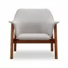 Manhattan Comfort Miller Grey and Walnut Linen Weave Accent Chair Front - Manhattan Comfort Miller Grey and Walnut Linen Weave Accent Chair Front
