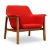 Manhattan Comfort Miller Burnt Orange and Walnut Linen Weave Accent Chair Front - Manhattan Comfort Miller Burnt Orange and Walnut Linen Weave Accent Chair Front