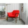 Manhattan Comfort Miller Burnt Orange and Walnut Linen Weave Accent Chair - Manhattan Comfort Miller Burnt Orange and Walnut Linen Weave Accent Chair
