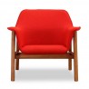 Manhattan Comfort Miller Burnt Orange and Walnut Linen Weave Accent Chair Front