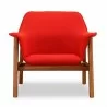 Manhattan Comfort Miller Burnt Orange and Walnut Linen Weave Accent Chair Front - Manhattan Comfort Miller Burnt Orange and Walnut Linen Weave Accent Chair Front
