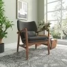 Manhattan Comfort Bradley Charcoal and Walnut Linen Weave Accent Chair - Manhattan Comfort Bradley Charcoal and Walnut Linen Weave Accent Chair