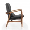 Manhattan Comfort Bradley Charcoal and Walnut Linen Weave Accent Chair Side