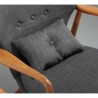 Manhattan Comfort Bradley Charcoal and Walnut Linen Weave Accent Chair Closeup
