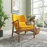 Manhattan Comfort Bradley Yellow and Walnut Linen Weave Accent Chair - Manhattan Comfort Bradley Yellow and Walnut Linen Weave Accent Chair