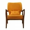 Manhattan Comfort Bradley Yellow and Walnut Linen Weave Accent Chair Front - Manhattan Comfort Bradley Yellow and Walnut Linen Weave Accent Chair Front