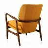 Manhattan Comfort Bradley Yellow and Walnut Linen Weave Accent Chair Back - Manhattan Comfort Bradley Yellow and Walnut Linen Weave Accent Chair Back