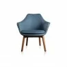 Manhattan Comfort Cronkite Blue and Walnut Twill Accent Chair Front - Manhattan Comfort Cronkite Blue and Walnut Twill Accent Chair Front