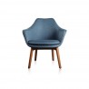Manhattan Comfort Cronkite Blue and Walnut Twill Accent Chair Front
