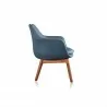 Manhattan Comfort Cronkite Blue and Walnut Twill Accent Chair Side - Manhattan Comfort Cronkite Blue and Walnut Twill Accent Chair Side