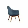 Manhattan Comfort Cronkite Blue and Walnut Twill Accent Chair Back - Manhattan Comfort Cronkite Blue and Walnut Twill Accent Chair Back
