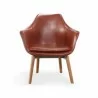 Manhattan Comfort Cronkite Brown and Walnut Faux Leather Accent Chair Front - Manhattan Comfort Cronkite Brown and Walnut Faux Leather Accent Chair Front