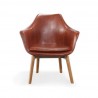 Manhattan Comfort Cronkite Brown and Walnut Faux Leather Accent Chair Front