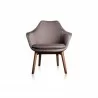Manhattan Comfort Cronkite Grey and Walnut Twill Accent Chair Front - Manhattan Comfort Cronkite Grey and Walnut Twill Accent Chair Front