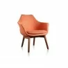 Manhattan Comfort Cronkite Orange and Walnut Twill Accent Chair  - Manhattan Comfort Cronkite Orange and Walnut Twill Accent Chair 