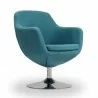 Manhattan Comfort Caisson Blue and Polished Chrome Twill Swivel Accent Chair  - Manhattan Comfort Caisson Blue and Polished Chrome Twill Swivel Accent Chair 