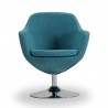 Manhattan Comfort Caisson Blue and Polished Chrome Twill Swivel Accent Chair Front