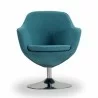 Manhattan Comfort Caisson Blue and Polished Chrome Twill Swivel Accent Chair Front - Manhattan Comfort Caisson Blue and Polished Chrome Twill Swivel Accent Chair Front