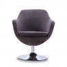 Manhattan Comfort Caisson Grey and Polished Chrome Twill Swivel Accent Chair Front