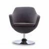 Manhattan Comfort Caisson Grey and Polished Chrome Twill Swivel Accent Chair Front - Manhattan Comfort Caisson Grey and Polished Chrome Twill Swivel Accent Chair Front