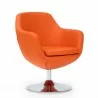 Manhattan Comfort Caisson Orange and Polished Chrome Faux Leather Swivel Accent Chair  - Manhattan Comfort Caisson Orange and Polished Chrome Faux Leather Swivel Accent Chair 