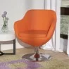 Manhattan Comfort Caisson Orange and Polished Chrome Faux Leather Swivel Accent Chair - Manhattan Comfort Caisson Orange and Polished Chrome Faux Leather Swivel Accent Chair