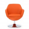Manhattan Comfort Caisson Orange and Polished Chrome Faux Leather Swivel Accent Chair Front