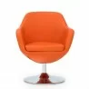 Manhattan Comfort Caisson Orange and Polished Chrome Faux Leather Swivel Accent Chair Front - Manhattan Comfort Caisson Orange and Polished Chrome Faux Leather Swivel Accent Chair Front