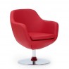 Manhattan Comfort Caisson Red and Polished Chrome Faux Leather Swivel Accent Chair