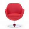 Manhattan Comfort Caisson Red and Polished Chrome Faux Leather Swivel Accent Chair Front