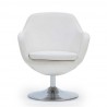 Manhattan Comfort Caisson White and Polished Chrome Faux Leather Swivel Accent Chair Front
