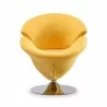 Manhattan Comfort Tulip Swivel Accent Chair in Multi Color Yellow Front - Manhattan Comfort Tulip Swivel Accent Chair in Multi Color Yellow Front