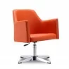 Manhattan Comfort Pelo Orange and Polished Chrome Faux Leather Adjustable Height Swivel Accent Chair  - Manhattan Comfort Pelo Orange and Polished Chrome Faux Leather Adjustable Height Swivel Accent Chair 