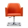 Manhattan Comfort Pelo Orange and Polished Chrome Faux Leather Adjustable Height Swivel Accent Chair Front - Manhattan Comfort Pelo Orange and Polished Chrome Faux Leather Adjustable Height Swivel Accent Chair Front