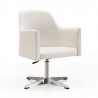 Manhattan Comfort Pelo White and Polished Chrome Faux Leather Adjustable Height Swivel Accent Chair Front