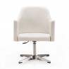 Manhattan Comfort Pelo White and Polished Chrome Faux Leather Adjustable Height Swivel Accent Chair Front