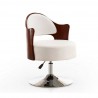 Manhattan Comfort Bopper White and Polished Chrome Faux Leather Adjustable Height Swivel Accent Chair Side