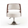 Manhattan Comfort Salon White and Polished Chrome Faux Leather Adjustable Height Swivel Accent Chair Front