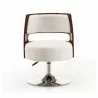 Manhattan Comfort Salon White and Polished Chrome Faux Leather Adjustable Height Swivel Accent Chair Front - Manhattan Comfort Salon White and Polished Chrome Faux Leather Adjustable Height Swivel Accent Chair Front